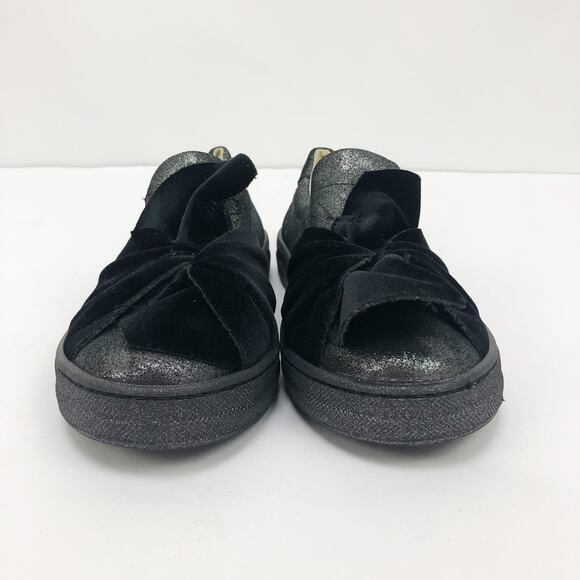 NATURINO Girls Slip On Shoes EU 32 US 1 Black Knotted Velvet Sparkle Flat NWOB - Picture 3 of 10